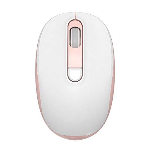 Bluetooth Mouse, Noiseless Mouse with USB Nano Receiverï¼ŒErgonomic Dual Mode(Bluetooth + USB) Rechargeable Bluetooth Wireless Mouse for Laptop, iPad, MacBook Pro,PC,Computer,Notebook (White& Pink)