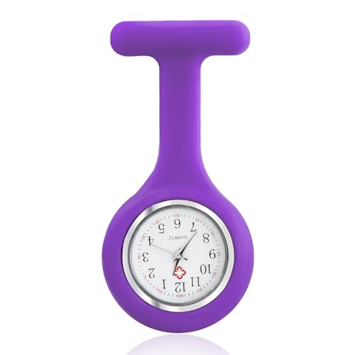 JUGNAW Nurse Watch Brooch,Silicone with Pin/Clip, Plastic Fob Watch, Infection Control Design Health Care Nurse Doctor Paramedic Medical Brooch Fob Watch