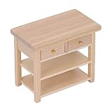 Tudin Armoire de Salle de Bain Dollhouse, Meuble de Maison de Poupée Bricolage Multifonctionnel Traditionnel, en Bois de Bouleau Classique pour Maison de Poupée 1/12 (Bois)