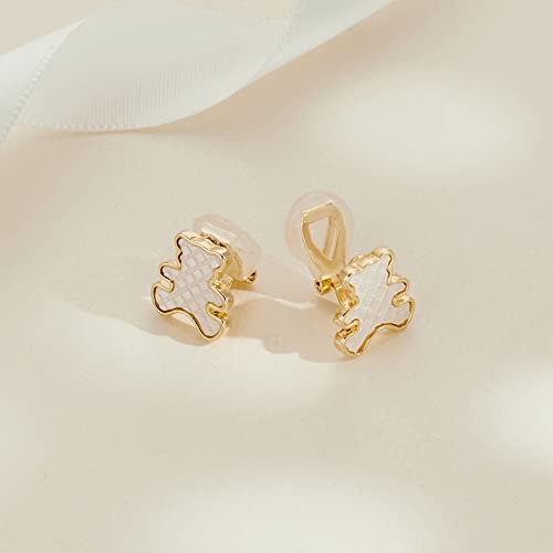 14K Gold Clip On Earrings, Cute Cartoon Animal Bear Earrings For Women Girl Halloween Christmas Fashion Jewelry #TOP1