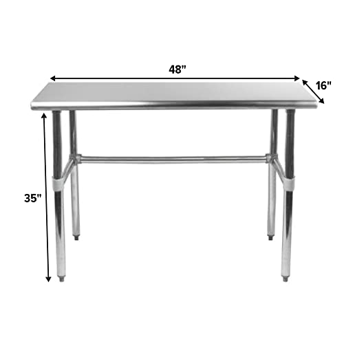 Image of 48 inchx16 inch Open Base Stainless Steel Work Table, NSF
