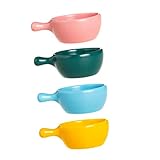 Amosfun 4 Stück Keramische Dipschalen Mini Gewürzschalen Gelb Blau und Dunkelgrün für Familie Restaurants und Partys Langlebig und Platzsparend