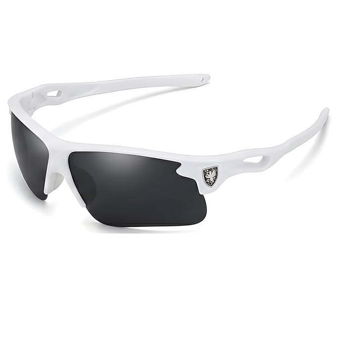 Image of Sports Sunglasses, Black /White | Full-Coverage UV400 Protection, Hydrophobic Mirrored Lens, Lightweight Shatterproof Design, Mercury