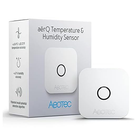 ZWave temperature, humidity, dew point sensor: Aeotec aërQ, wireless, battery powered, SmartThings sensor, Z-Wave Plus, Z-Wave hub required