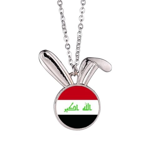 Collier avec pendentif drapeau national asiatique lapin, bijou animal totem asie pour homme