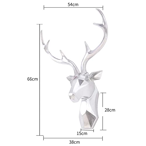 Zbyl Wall Mount Decor Deer Head Sculpture, Faux Geometric Stag Head Taxidermy Animal Head Wall Decorations, Art Artificial Deer Head Antlers For Living Room Dining Room, 54×66 Cm #TOP4