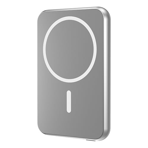 Geonav Power Bank, Carregador Portátil Universal por Indução 5.000mAh, Ultraslim Carregamento rápido, Compatível com MagSafe®, PB5KALMAGSV, Prateado