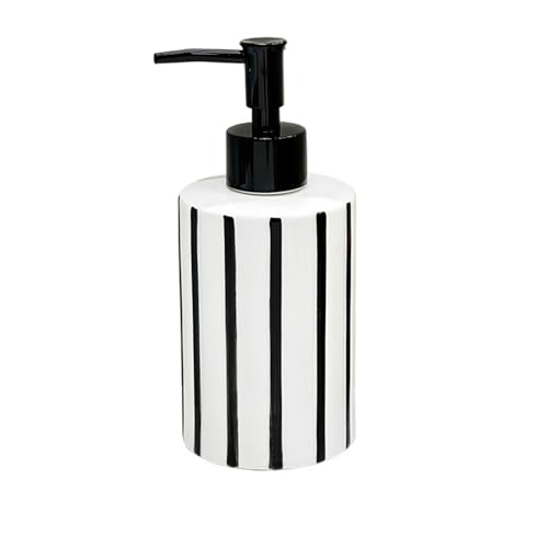 GEK208130 Dosificador de jabón Dispensador de jabón de Uso doméstico for Hotel a Rayas, dispensador de loción a presión, Cilindro de cerámica de 400 ml, Negro/Rojo Dispensador jabon baño(Negro)
