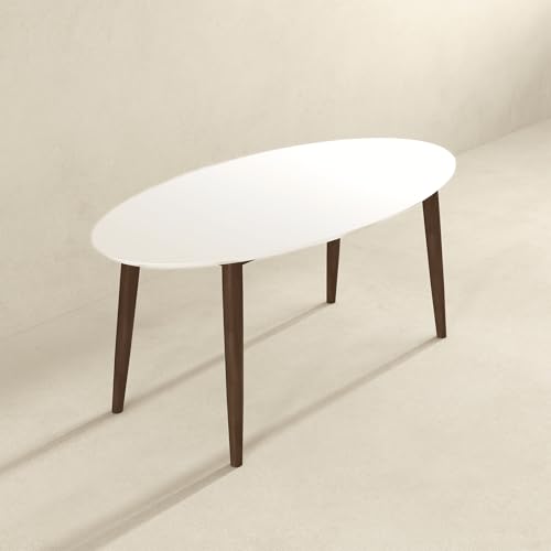 AGANS Versatile Dining Solution with Mid Century Modern Oval Dining Table, Solid Wood, Easy Clean White Top, 67-Inch Length - Thumbnail 5