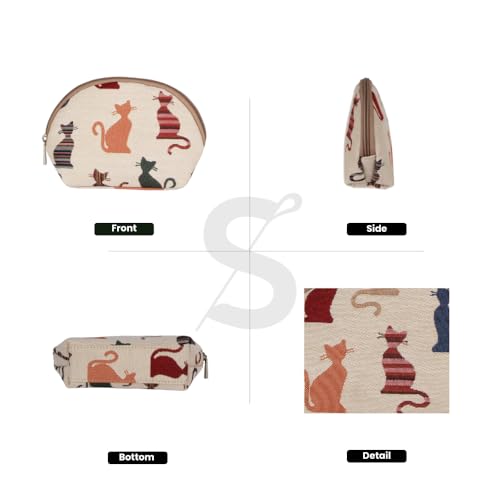 Signare Fashion Canvas Tapestry Cosmetic Bag Make-up Bag Cheeky Cat Design