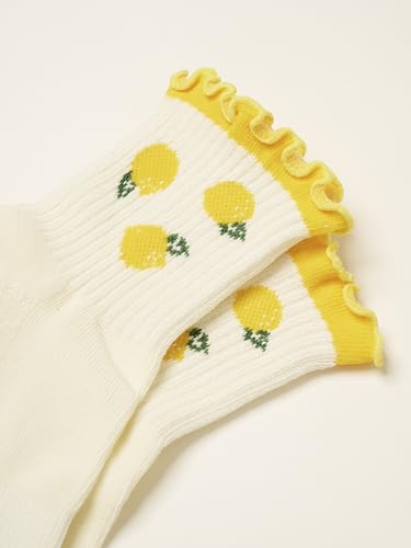 Image of Shapes Studio Half Calf Grip Socks, Cute Fruit Pilates Socks, Ruffle Socks, Non-Slip for Barre Yoga
