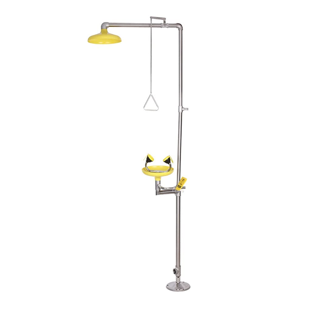 ZTCHSENZT Safety Eyewash,Emergency Shower 304 Stainless Steel Eyewash, Combination Eyewash Station, Double Nozzle, Safety Washing System