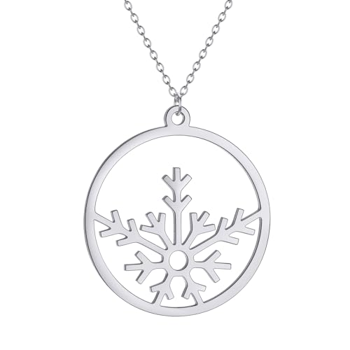 Cadeau de Noël collier pendentif flocon de neige pour femme et homme