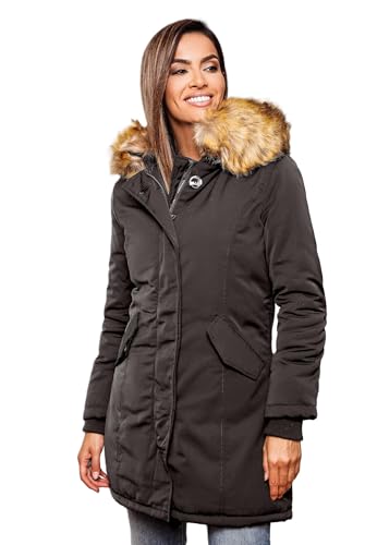 MARIKOO Damen Winter Jacke Parka Mantel Winterjacke warm gefüttert B362...