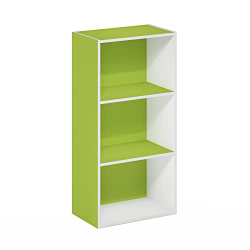Image of Furinno Luder 3-Tier Open Shelf Bookcase, Green /White
