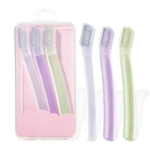 3 Piezas Cuchillas Cejas, Eyebrow Razor, Cejas de Seguridad Facial Removedor de Vello, Afeitadora, Rasuradora de Cejas, Depilatorio Portátil Facial, Tamaño Portátil
