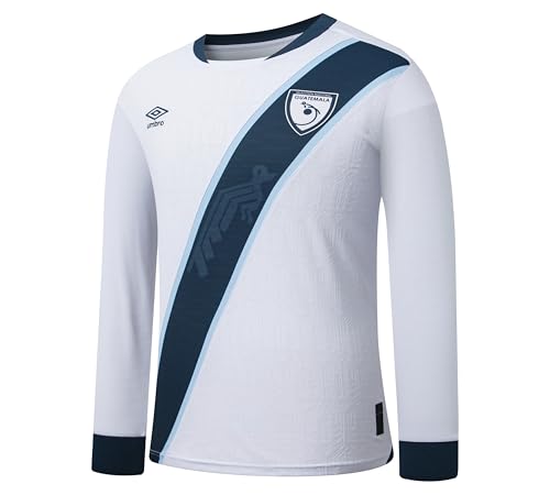 Umbro Mens 25/26 Guatemala National Team Home Long Sleeve Soccer Jersey White/Navy X-Large