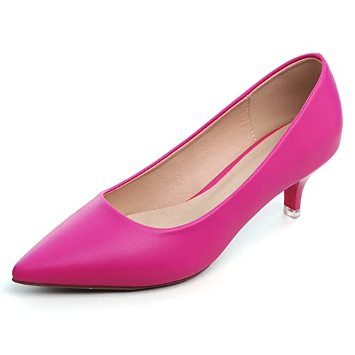 Image of Women's Low Kitten Heel Pumps Classic Fashion Dress Pumps Simple Heeled Shoes for Office Work