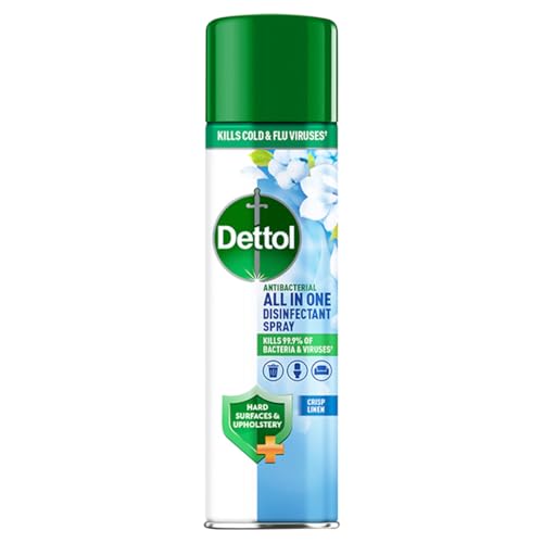 Dettol All In One Disinfectant Spray, Crisp Linen, 300 ml, Fresh Pet Disinfectant, Shoe Disinfectant Spray, Sofa Cleaner, Antibacterial, Disinfectant, Sprays and Liquids, Household Cleaners