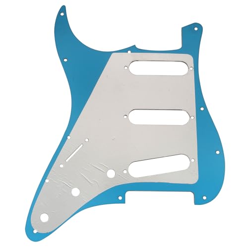 Image of Musiclily SSS 11 Hole Strat Guitar Pickguard for Fender USA /Mexican Made Standard Stratocaster Modern Style, 1Ply Silver Mirror Acrylic