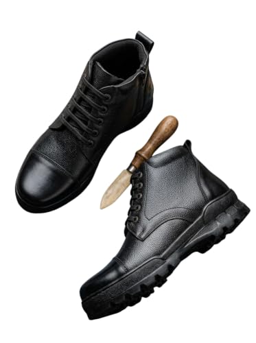 Image of Military Forces Commercial Tactical Zip Boots for Men | High Ankle Hiking & Trekking Shoes | Lace Up Utility Footwear with Side Zip | Outdoor Training Walking Adventure Boots