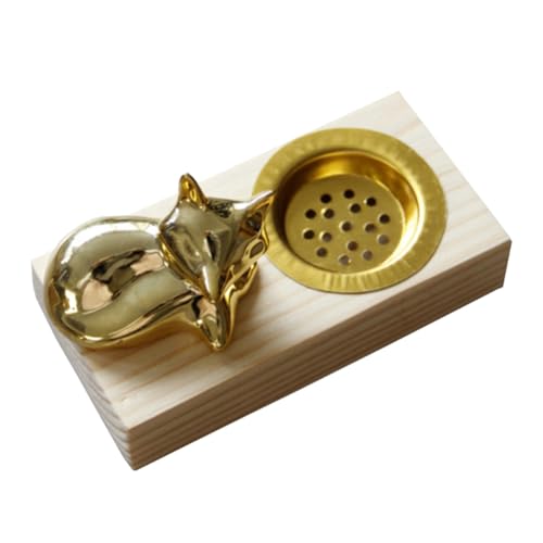 DECOMELODY Wooden Incense Burner Aroma Stove Natural Rustic Style Ceramic Base Home Fragrance Decor for Living Room and Meditation