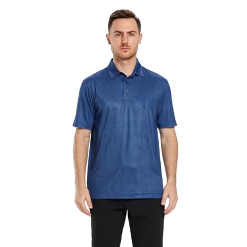 Image of Golf Shirts for Men Dry Fit Short Sleeve Print Performance Moisture Wicking Polo Shirt