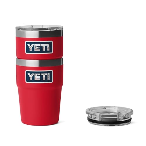 Image of YETI Rambler 16 oz Stackable Tumbler, Vacuum Insulated, Stainless Steel with MagSlider Lid, Red /Badge