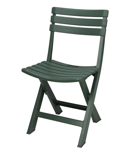Spetebo Silla plegable de plástico de 80 x 45 cm, color verde bosque, para jardín y balcón, silla plegable para jardín, balcón, terraza