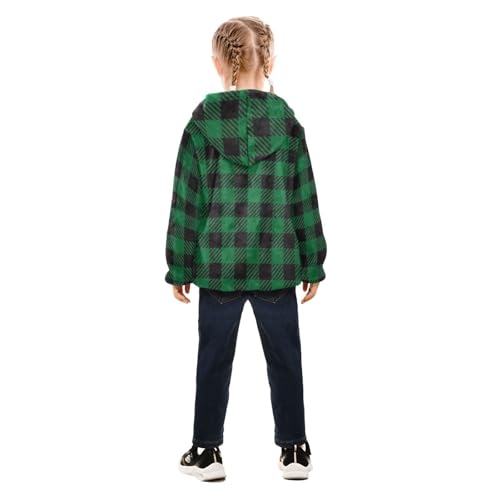 GuoChe Buffalo Plaid Black Green Boys Fleece Jacket4