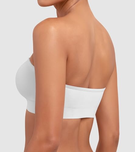 Image of DEANGELMON Strapless Bras for Women Wireless Push Up Non-Slip Bandeau Bra Seamless Clear Straps TubeTop Padded Bralette