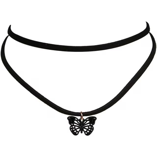 El Regalo Gothic Vintage Black Velvet Butterfly Choker Necklace - Layered Cameo Collar Choker for Girls & Women (B0DF6FKWBM) Amazon Price History, Amazon Price Tracker