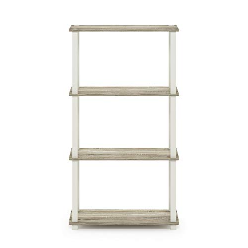 Image of Furinno TURN-S-TUBE Storage Shelves, 4-Tier Book Shelf, Corner Shelf, Toolless Open Shelves, for Organization and Storage, Living Room, Garage, Home Office, Sonoma Oak