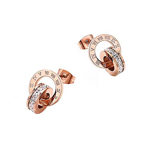 Yellow Chimes Elegant Latest Fashion Rose Gold Plated Stainless Steel Stud Earrings for Women and Girls…