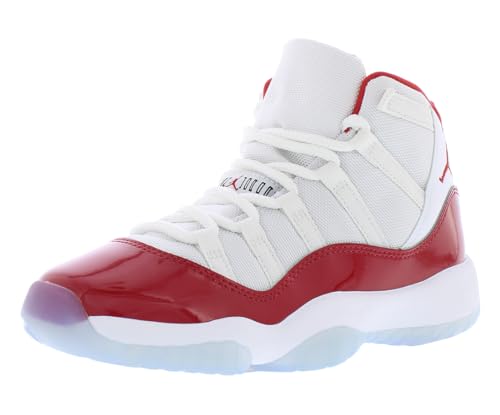 Jordan 11 Retro Big Kids Shoes Size- 3.5 White/Varsity Red-Black