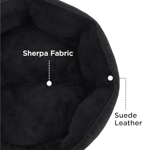 Image of Velvet Dog Bed Washable Cat Beds for Indoor Cats and Puppy, Black Dog Bed Sofa for Dogs,Gift for Dogs and Cats,Round Bed.