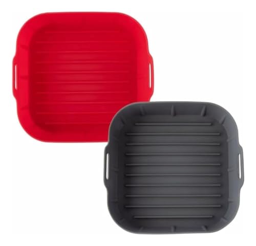 Kit 2 Forma Para Air Fryer De Silicone Quadrada 20Cm