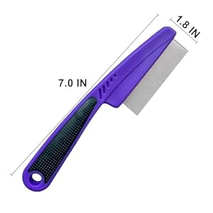 Yumflan Flea Comb with Rubber Handle, Flea and Tick Comb for Dogs & Cats, Fine Tooth Dog Comb for Grooming (Purple) Yumflan Flea Comb with Rubber Handle Flea and Tick Comb for Dogs Cats Fine Tooth Dog Comb for Grooming Purple