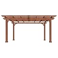 MUPATER Retratable Wooden Pergola Gazebo for Patio with Arched Roof and Stakes,10'x12' Outdoor Pergola Garden Shelter Cedar Framed for Backyard,Deck,Garden,and Lawn