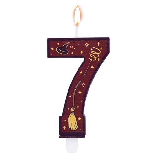 Velas Numéricas con Temática de Mago Mágico, Vela con Número para Tarta Temática de Mago Color Marrón Ideal para Fiestas Cumpleaños Infantiles (7)