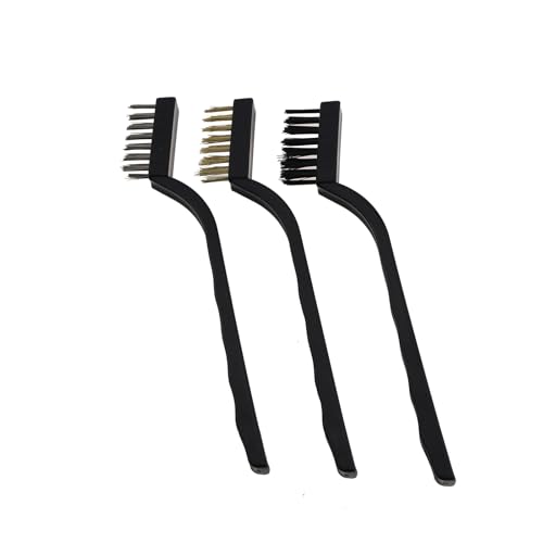 Image of 6PCS Cranked Wire Scraper Toothbrush Stainless Steel and Brass Brushes Black Scratch Brush Cleaning Brush Industrial Brush for Cleaning Unfinished Metal Part and Grease