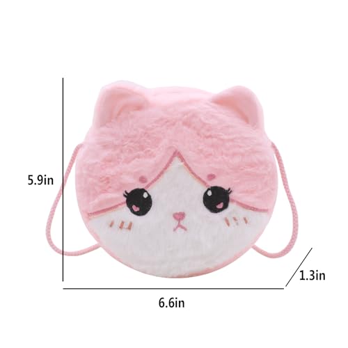 Image of Girls Fluffy Crossbody Purse Fuzzy Cat Crossbody Bag Cute Animal Tie Dye Purse Plush Shoulder Bag Coin Purse Wallet