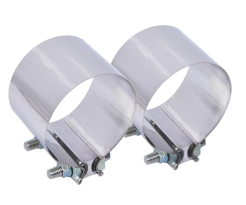 Elifecenter ID 3.5 Band Exhaust Clamps 3-1/2 inch Exhaust Lap Joint Butt Clamps T304 Stainless Steel Band Clamp w/10.8 High Grade Bolts(2 Pieces)