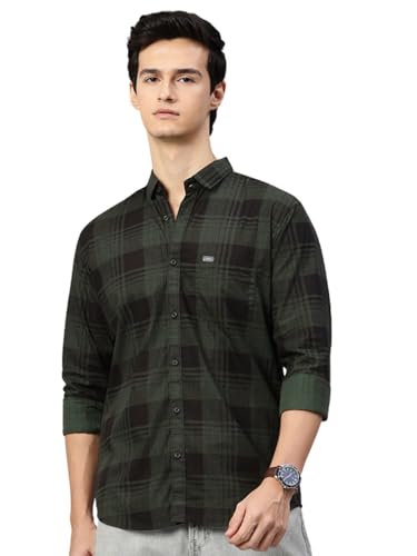 Image of Majestic Man Stylish Slim Fit Cotton Spread Collar Checked Casual Shirt