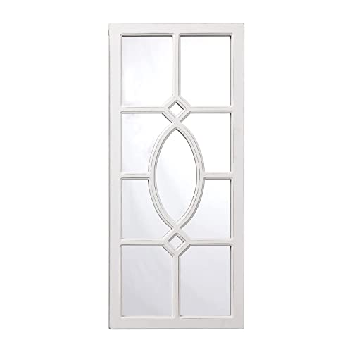 Hanging Rustic Window Mirrors For Wall Decor 30" X 13", Farmhouse Distressed White Full Length Mirror Wall Mounted, Decorative Wood Rectangal Hallway Mirror Wall Decor For Living Room Bedroom #TOP7