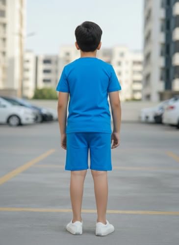 Image of Boys Halfsleeves Cotton Solid /Printed T-Shirt & Shorts Summer Co-ord Set /Clothing Set /Casual wear