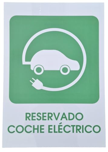 FERRETELIX® Señal de Reserva de Estacionamiento para Coche Eléctrico, 40 cm x 30 cm, 1 mm de Espesor