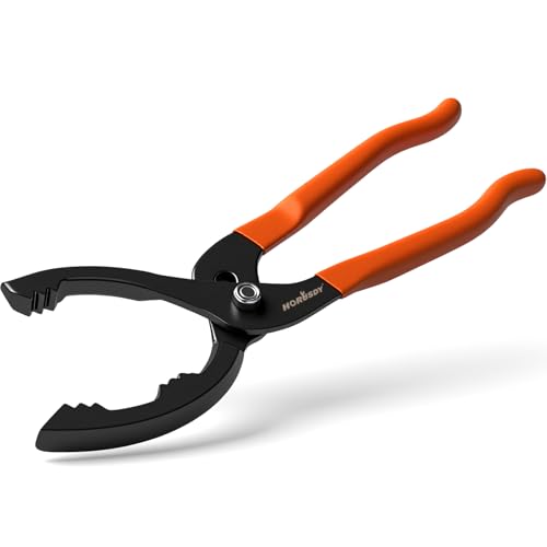 HORUSDY 12' Adjustable Oil Filter Pliers, Adjustable Oil Filter Wrench Removal Tool (Orange)