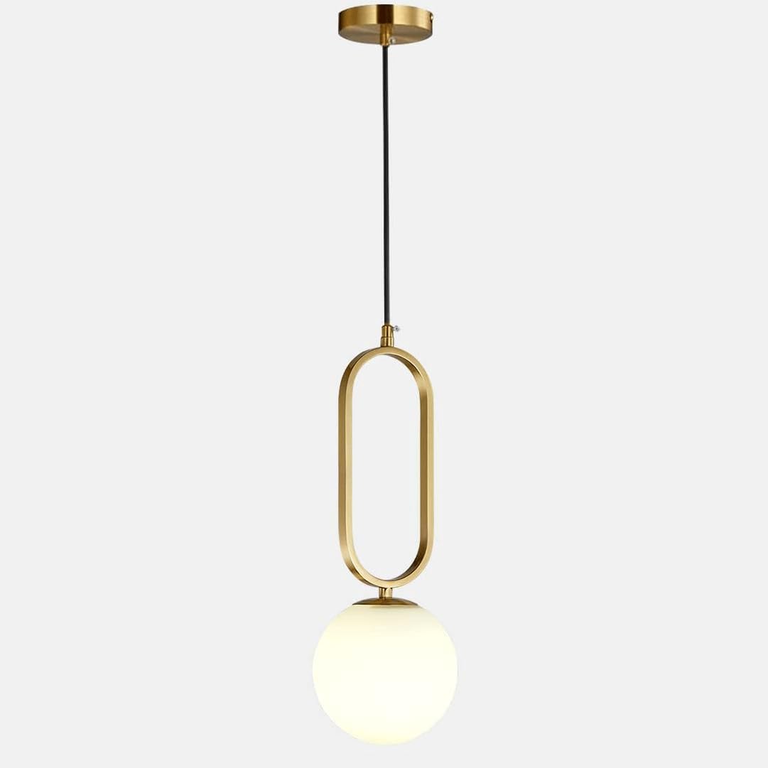 Lustre suspension globe en verre blanc pour ambiance douce salon