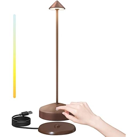 Led Akku Tischlampe Aus Aluminium Dimmbare Led-Tischlampe 2700k- 6000k Tischleuchte Kabellos Touch-Steuerung Ip54 Wasserdicht FüR Innen-/AußEnbereich Restaurant Bar Terrasse Schlafzimmer Cover